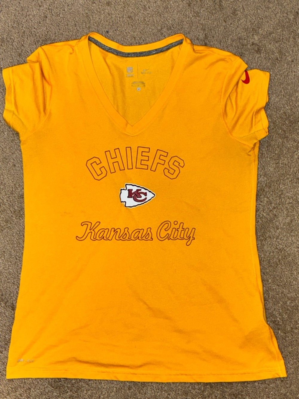 Team Apparel Yellow Kansas City Chiefs V-Neck Fan Tee